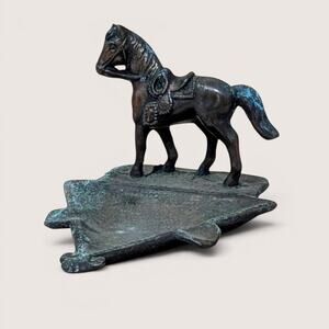 Vintage Cast Metal Saddled Horse Ashtray by John Wright Co